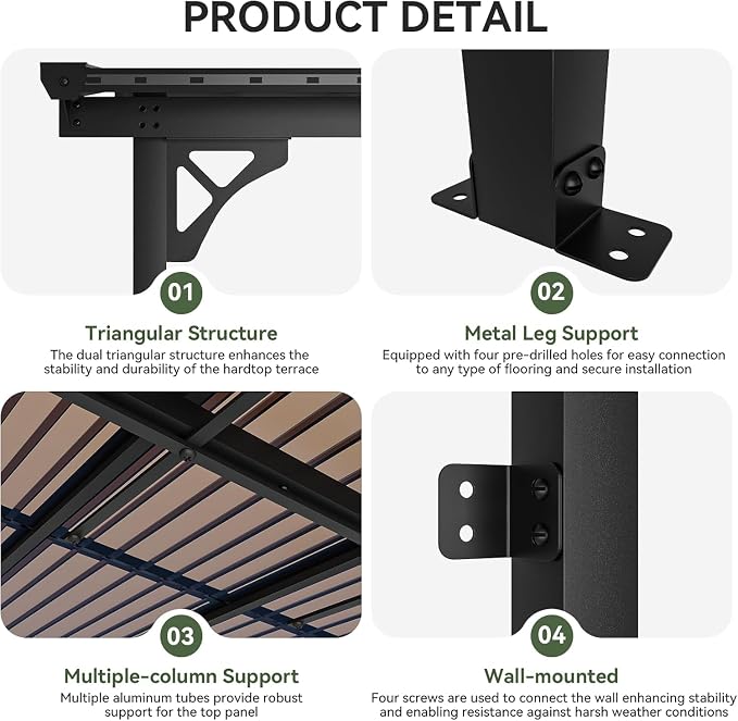 Aoxun 10' x 12' Gazebo for Patio, Gazebo Pergola - Image 5
