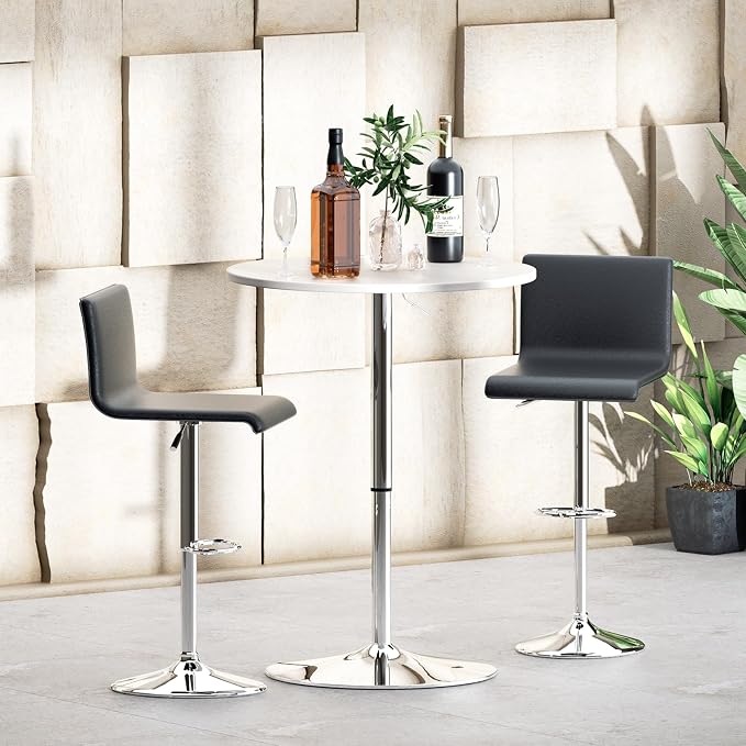 MoNiBloom Bistro Pub Table Round Bar 27.5"- 36" Height-Adjustable Cocktail Table - Image 4