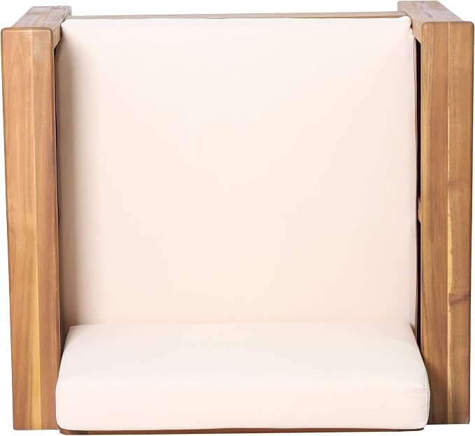 Christopher Knight Home Louver Club Chairs, Teak + Cream - Image 11