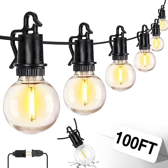 ZJOJO LED Outdoor String Lights, 100FT Outdoor Lights by ZJOJO