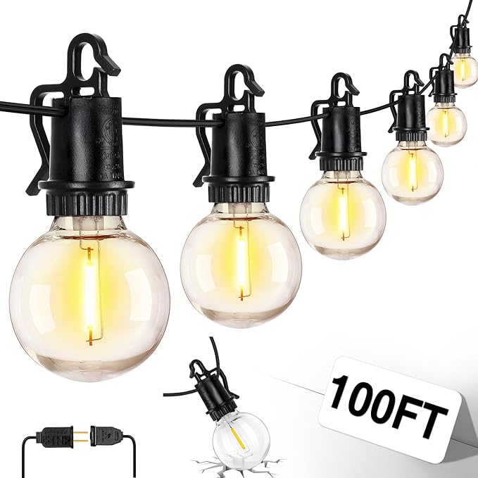 ZJOJO 100FT Outdoor String Lights, G40 Globe Outdoor Lights by ZJOJO