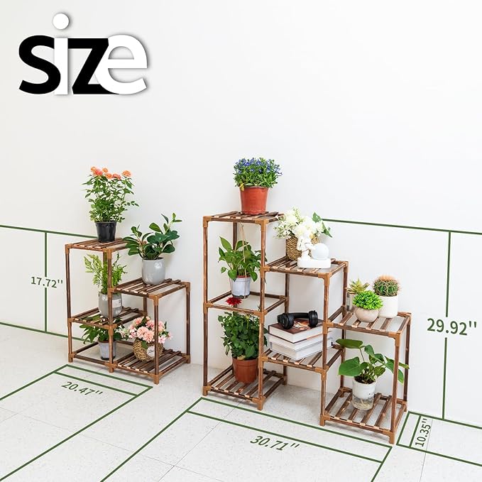 Uneedem Wood Plant Stand Indoor Outdoor Corner Plant Shelf Stand, 5 Tiered 10 - Image 5