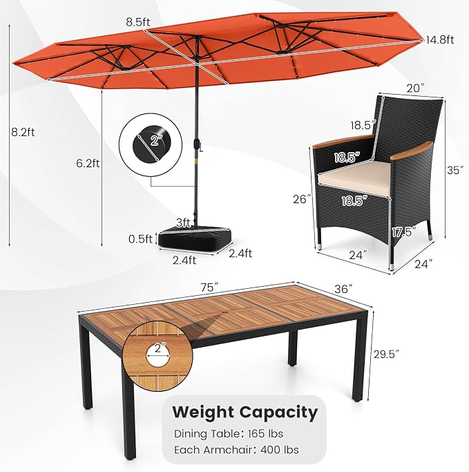 Tangkula 11 Pieces Patio Dining Set - Image 5