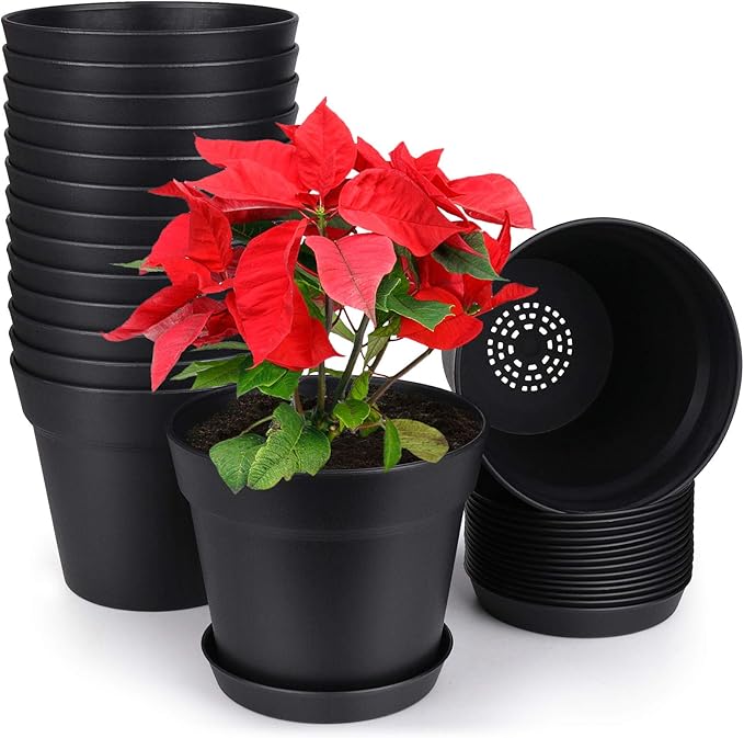 homenote Pots for Plants, 15 Pack 6 Inch Plastic Planters by HOMENOTE