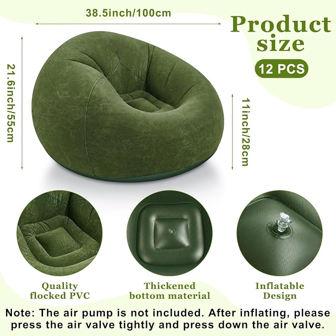 Realspring Inflatable Bean Bag Chairs Outdoor Blow up Camping Chairs Inflatable - Image 3