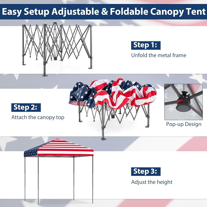 Tangkula 6.6x6.6 Ft Pop Up Canopy, 1 Person Instant Setup Canopy Tent - Image 4