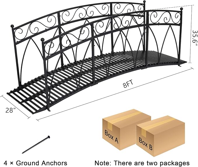 JSUN7 8 Ft Metal Garden Bridge - Image 2