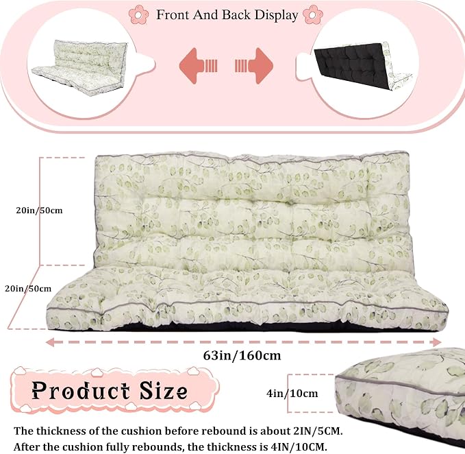 2-3 Seat Swing Replacement Cushion, Outdoor Bench Cushions - Image 6