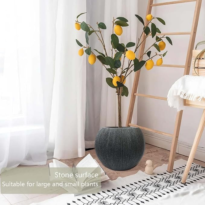 14.5 Inch Dia Plastic Round Black Planters - Image 8