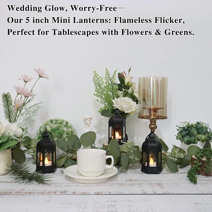 LLQ 12Pcs Mini Lanterns with Small LED Candle, Ramadan Lanterns Decorative - Image 5