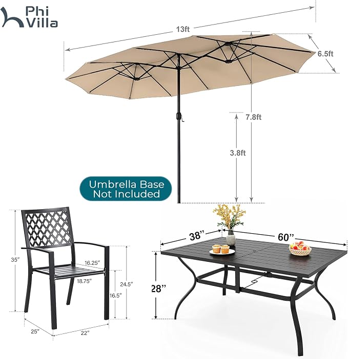 PHI VILLA 8 Piece Patio Dining Set - Image 9