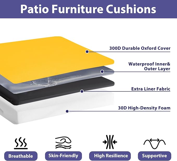 Outdoor Chair Cushions Set of 4, Waterproof Outdoor Seat Cushions - Image 2