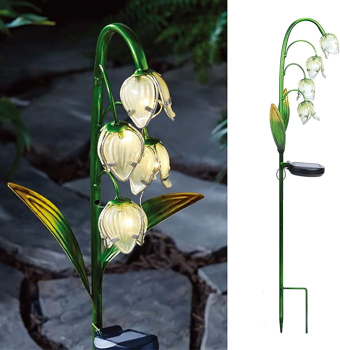 VCUTEKA Solar Garden Decor Stake Outdoor Light Glass Flower Stake by VCUTEKA