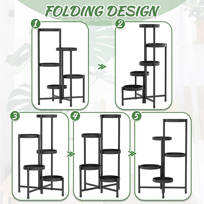 iDavosic.ly Plant Stand with Garden Tools, 5 Tier Corner Metal Flower Display - Image 5