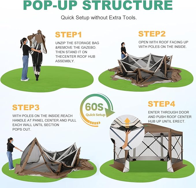 COBIZI 12x12 FT Pop Up Canopy Extendable Tent, Gazebos On Clearance - Image 8