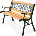 Giantex 50'' Patio Park Garden Bench, Outdoor Furniture Rose Cast Iron Hardwood by Giantex