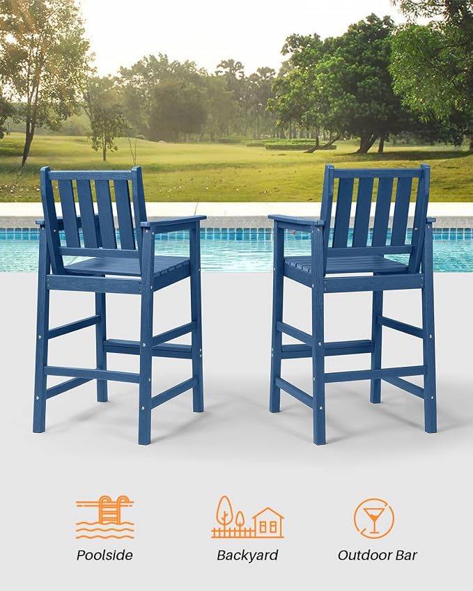 3-Piece Adirondack Chairs and Table Set, HDPE Outdoor Bar Sets, All Weather - Image 6