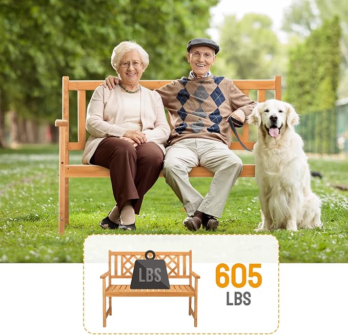 Outdoor Bench Weatherproof, Wooden Garden Bench, Outdoor Wood Patio Bench - Image 8