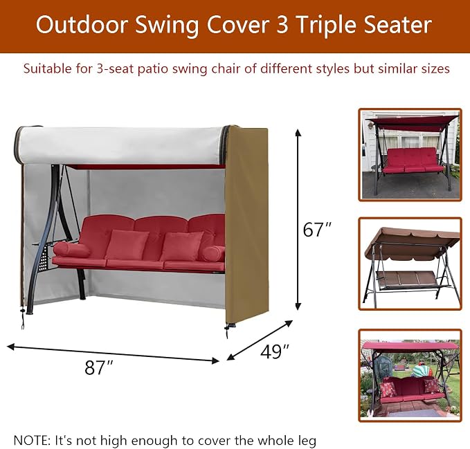FLYMEI Outdoor Swing Cover 3 Seater Hammock Cover - Image 2