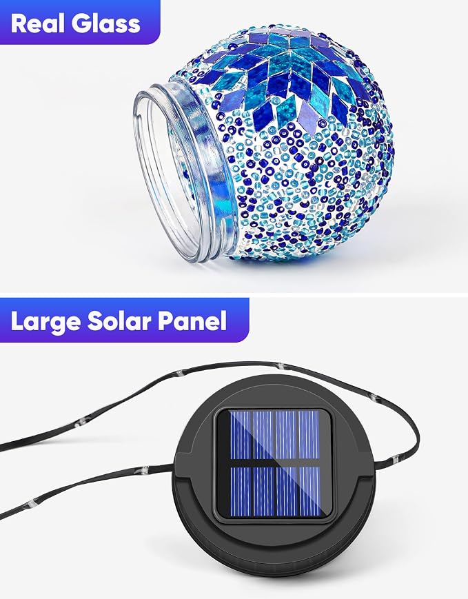 Mosaic Solar Lights Outdoor 6 Pack, Solar Hanging Lanterns Christmas Halloween - Image 4