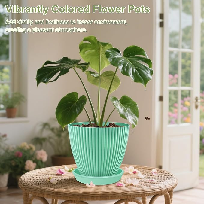 SupKing Large Plant Pots 7.5/6.7/6 Inch Set of 3, Plastic Flower Pots Planters - Image 6