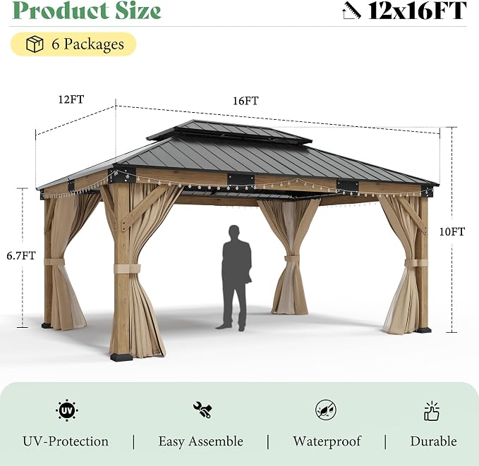 AMERLIFE 12' x 16' Heavy Duty Hardtop Gazebo - Image 2