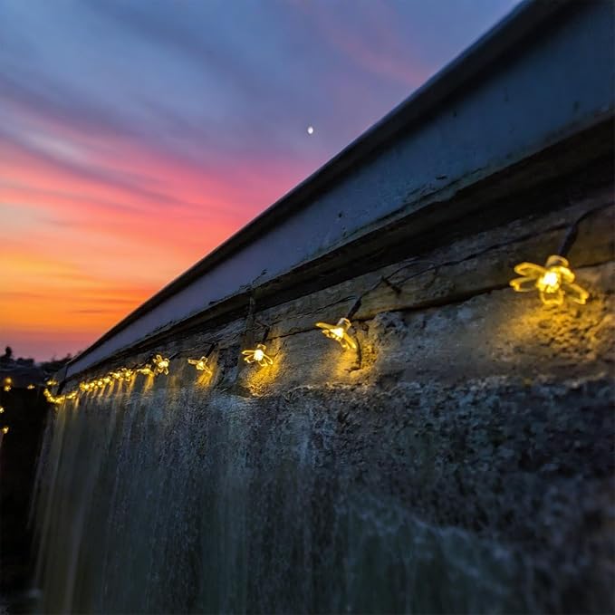 Solar Flower String Lights, 50 LED Outdoor Patio Lights Waterproof, Fairy Lights - Image 5