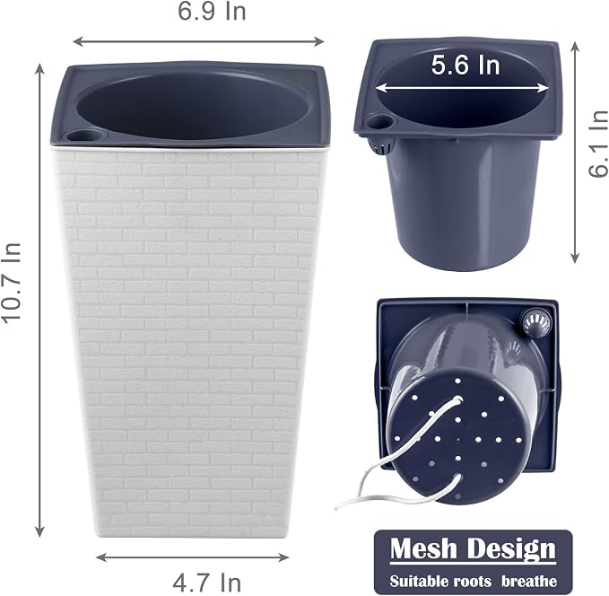 2 Pack Self Watering Planters 10.7" x 6.9" Planter - Image 3