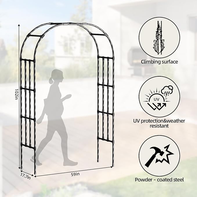 Garden Arch Trellis, 4.9x8.5FT Metal Garden Arbor - Image 2
