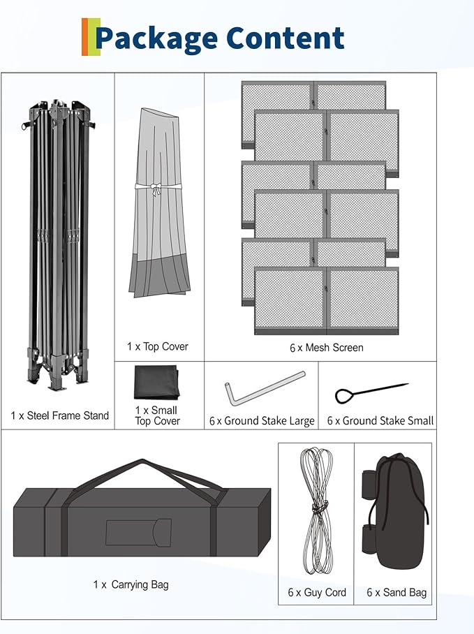 13'x13' Pop-Up Gazebo, Outdoor Hexagonal Patio Gazebo - Image 8