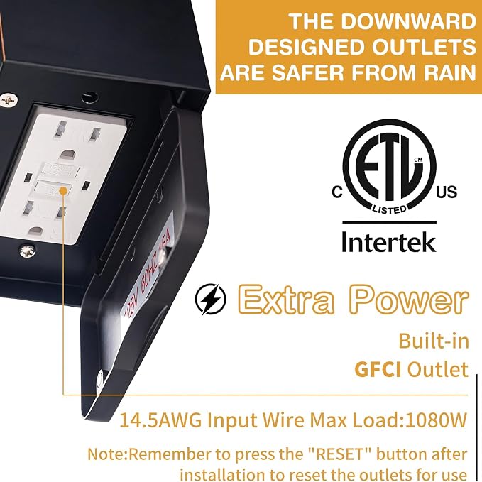 Yisuro Porch Lights with GFCI Outlet, Dusk to Dawn Motion Sensor Outdoor Light - Image 2