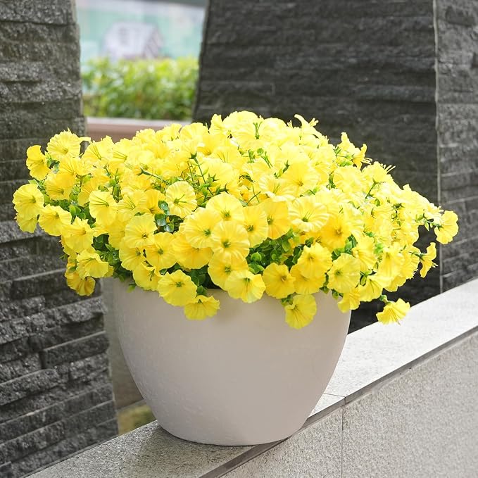 Artificial Flowers for Outdoors, UV Resistant Fake Silk Morning Glory, - Image 2