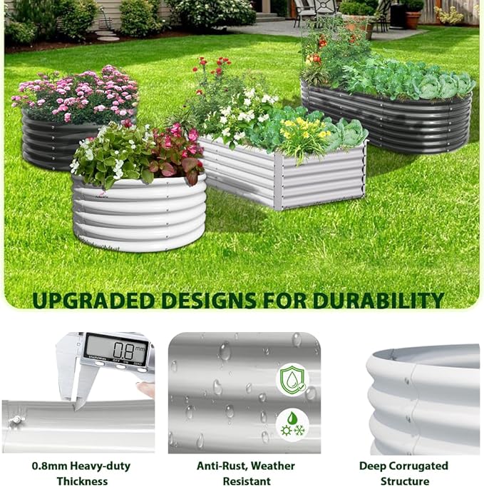 A ANLEOLIFE 4-Pack 6X3X2ft & 8X4X2ft Deep Root Galvanized Raised Garden Beds - Image 6
