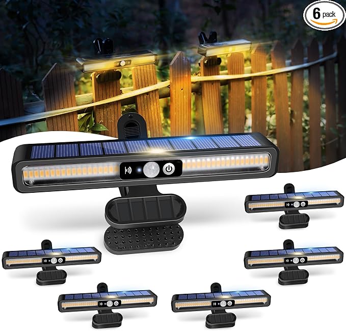 Clip On Solar Motion Lights Outdoor Waterproof, 6 Pack Motion Sensor Outdoor by SunlightEncounter