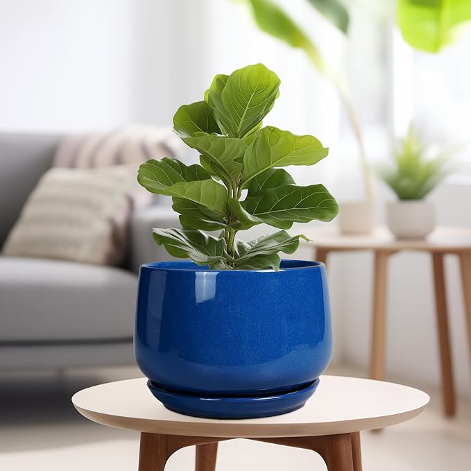 G EPGardening Ceramic Pots for Plants, 9 Inch Modern Round Planter - Image 4