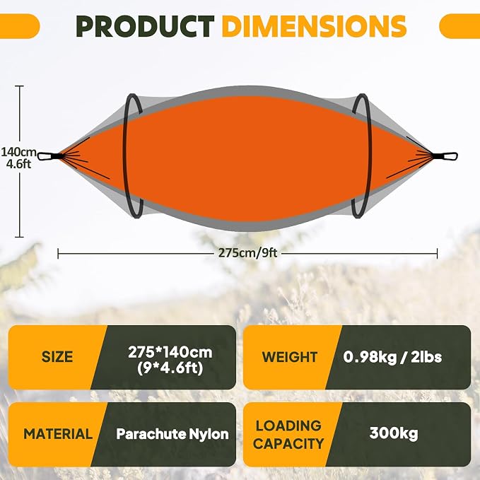 Chihee Ultra-Light Travel Camping Hammock Pop-up Net Hammock 660lbs Load - Image 3