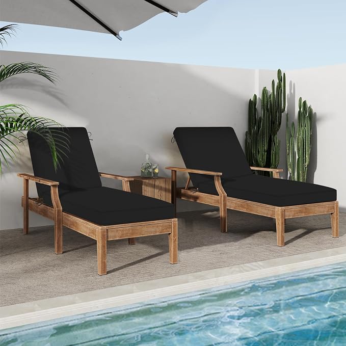 Chaise Lounge Cushions Outdoor, 4 Adjustable Ties Lounge Chair Cushions - Image 7