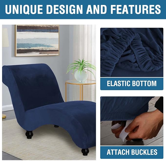 H.VERSAILTEX Chaise Lounge Cover Indoor Velvet Chaise Slipcover High Stretch - Image 4