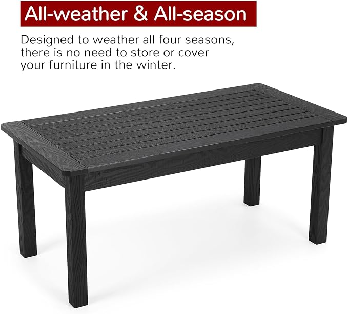 Stoog Outdoor Coffee Table, All-Weather Poly Lumber Patio Side Table, Rectangle - Image 4