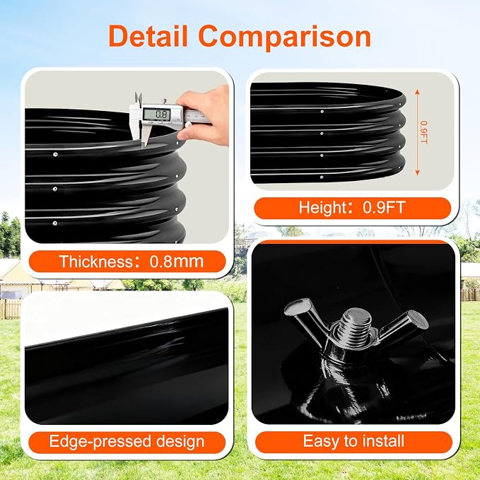 Raised Garden Bed Outdoor 2 Sets Oval Large Coating Metal Planter Box - Image 6
