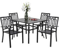 PHI VILLA 5-Piece Metal Patio Outdoor Table and Chairs Dining Set- 37" Square by PHIVILLAThepioneerofcomfortablehouseholdsupplies