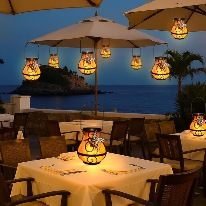 2 Pack Solar Lanterns for Outside Hanging, Solar Garden Lights Outdoor - Image 3