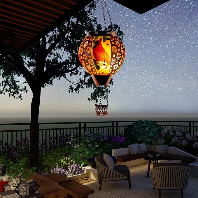DREAMSOUL Cardinal Hot Air Balloon Solar Lantern, Metal Solar Lantern - Image 8