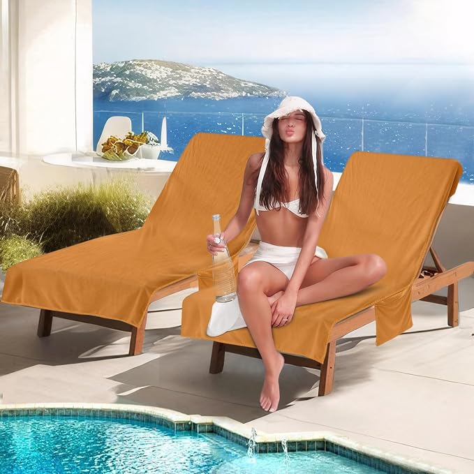 Super Soft & Thick Lounge Chair Towel Cover, Chaise Lounge Cover - Image 6