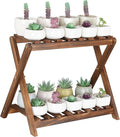 Small Plant Stand Indoor 2 Tier Table Top Flower Succulent Stand Desk Wood by TOVACU