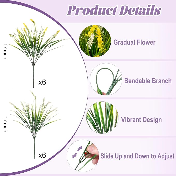Artificial Faux Plants for Outdoor Spring Decoration, Fake Flowers Shrubs UV - Image 2