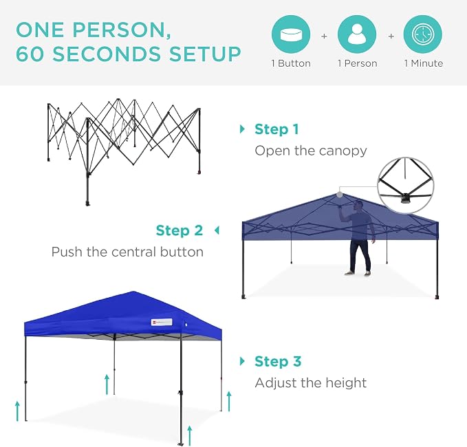 Best Choice Products 10x10ft Pop Up Canopy Tent, Outdoor Shade, 1 Person 1 - Image 2