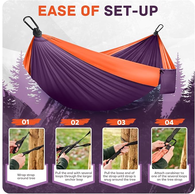 Camping Hammock Lightweight, Portable Hammocks Parachute Hammock - Image 4