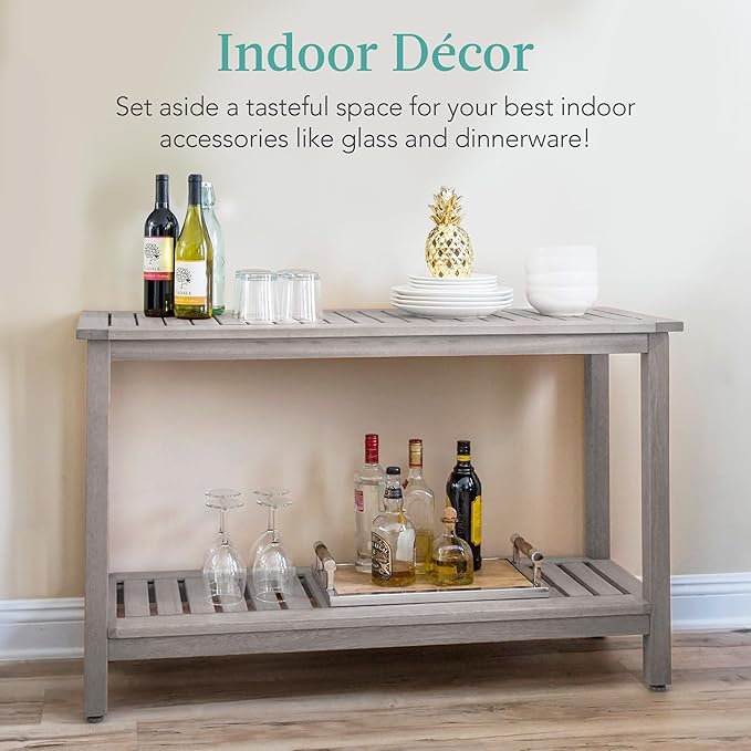Best Choice Products 48in 2-Shelf Eucalyptus Wooden Console Table Indoor - Image 5