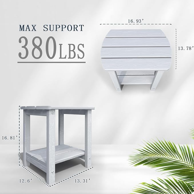Adirondack Outdoor Side Table, 2-Tier Sturdy Patio End Table Weather Resistant - Image 3